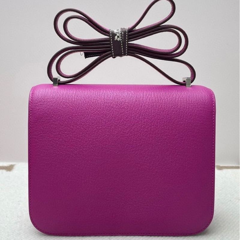 🌈Hermes💜Mini Constance 19💜L3玫瑰紫銀扣🌟99.8新🌟山羊皮🌟-9