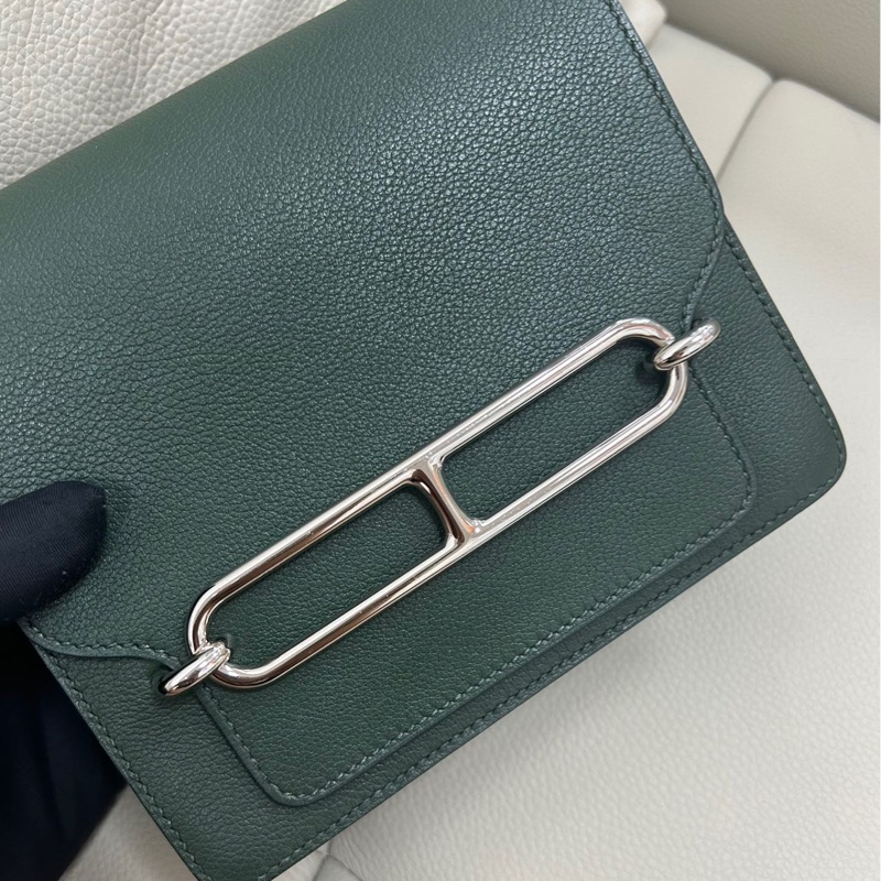 🌈Hermes🌟Mini roulis 19💚英國綠銀扣💚98.5新🌟Evercolor皮🌟-1
