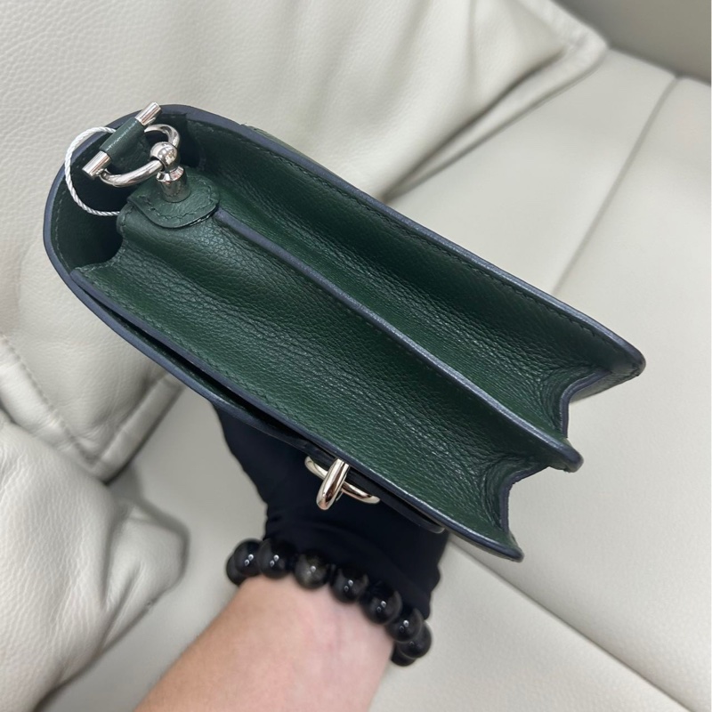 🌈Hermes🌟Mini roulis 19💚英國綠銀扣💚98.5新🌟Evercolor皮🌟-5