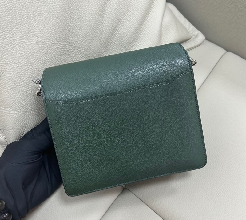 🌈Hermes🌟Mini roulis 19💚英國綠銀扣💚98.5新🌟Evercolor皮🌟-8