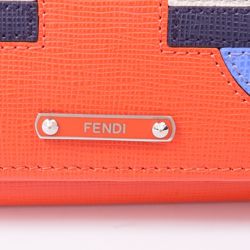 FENDI 皮革Long Wallet銀扣長錢包-9
