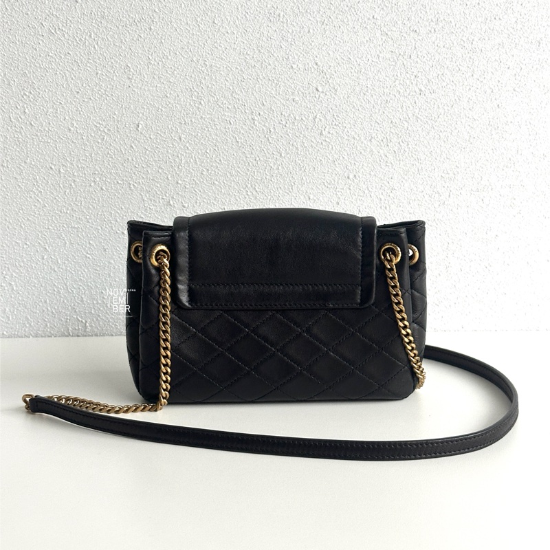 99新🆕 Saint Laurent YSL 聖羅蘭 Nolita Mini 黑色金釦 斜背包 肩背包-7