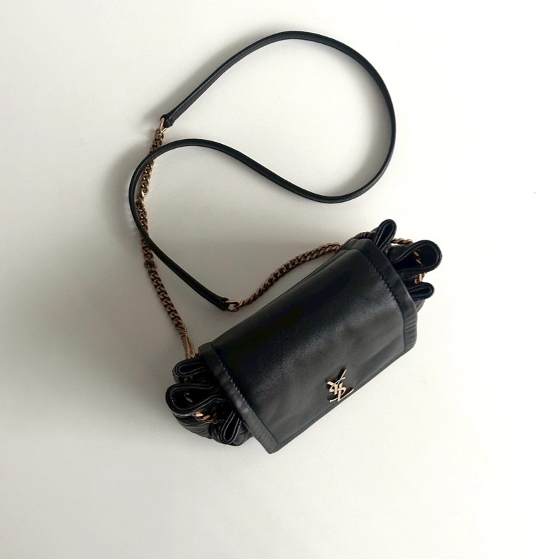 99新🆕 Saint Laurent YSL 聖羅蘭 Nolita Mini 黑色金釦 斜背包 肩背包-16