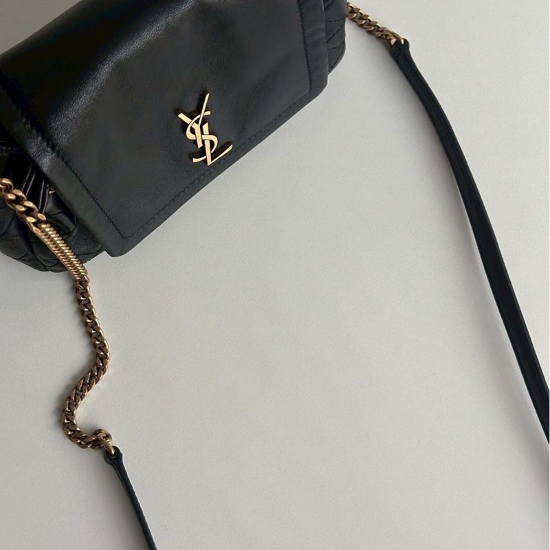 99新🆕 Saint Laurent YSL 聖羅蘭 Nolita Mini 黑色金釦 斜背包 肩背包-17