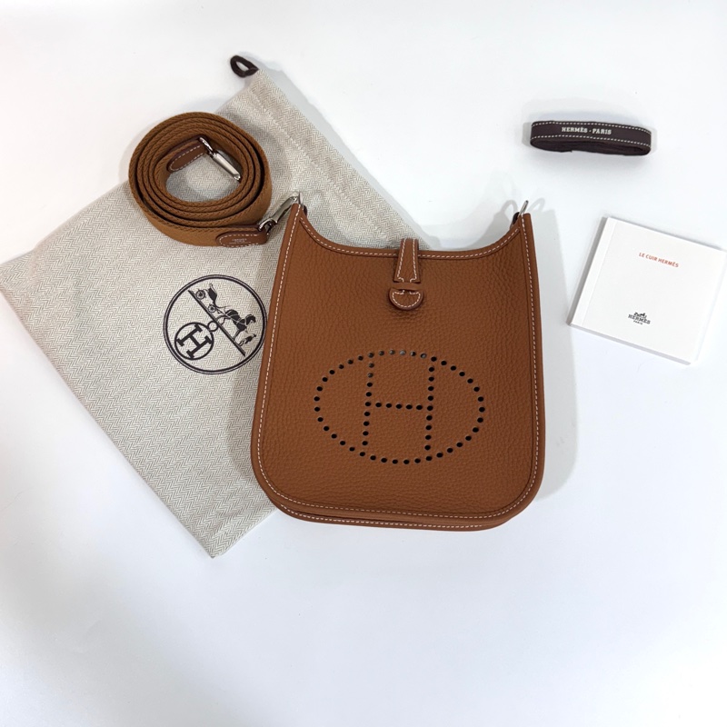 HERMES 37 GOLD金棕銀釦T/C皮 Mini Evelyne-0