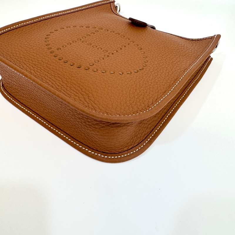 HERMES 37 GOLD金棕銀釦T/C皮 Mini Evelyne-8