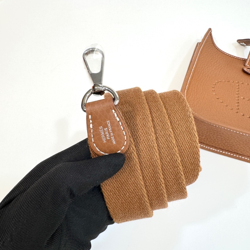 HERMES 37 GOLD金棕銀釦T/C皮 Mini Evelyne-10