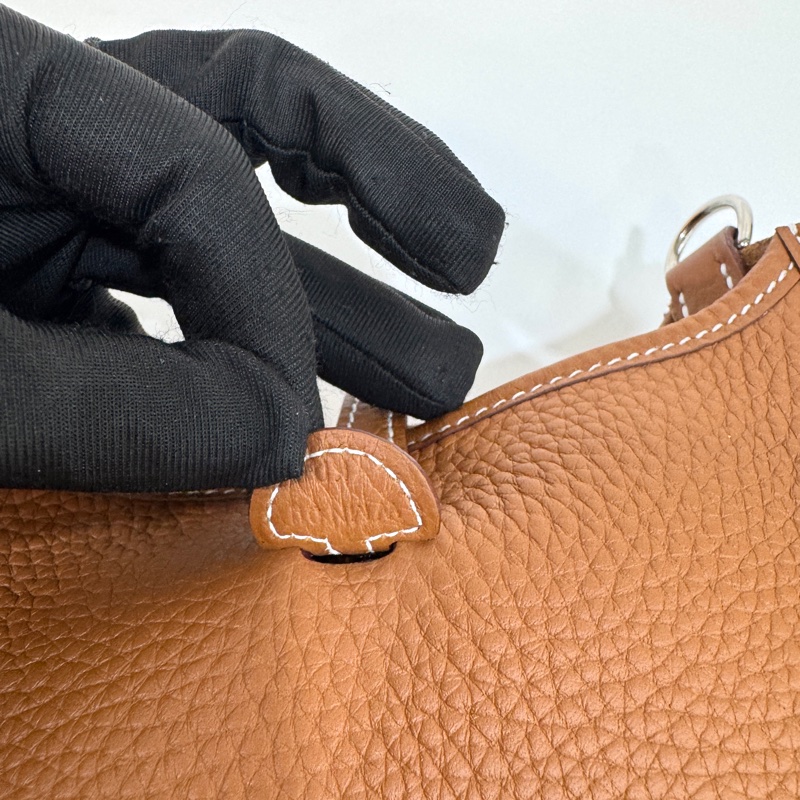 HERMES 37 GOLD金棕銀釦T/C皮 Mini Evelyne-12