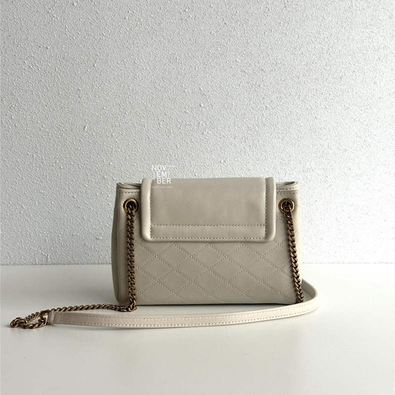 99新🆕 Saint Laurent YSL 聖羅蘭 Nolita Mini 白色金釦 斜背包 肩背包-7