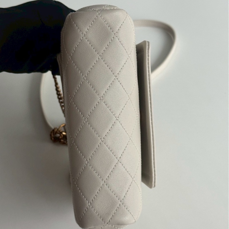 99新🆕 Saint Laurent YSL 聖羅蘭 Nolita Mini 白色金釦 斜背包 肩背包-8