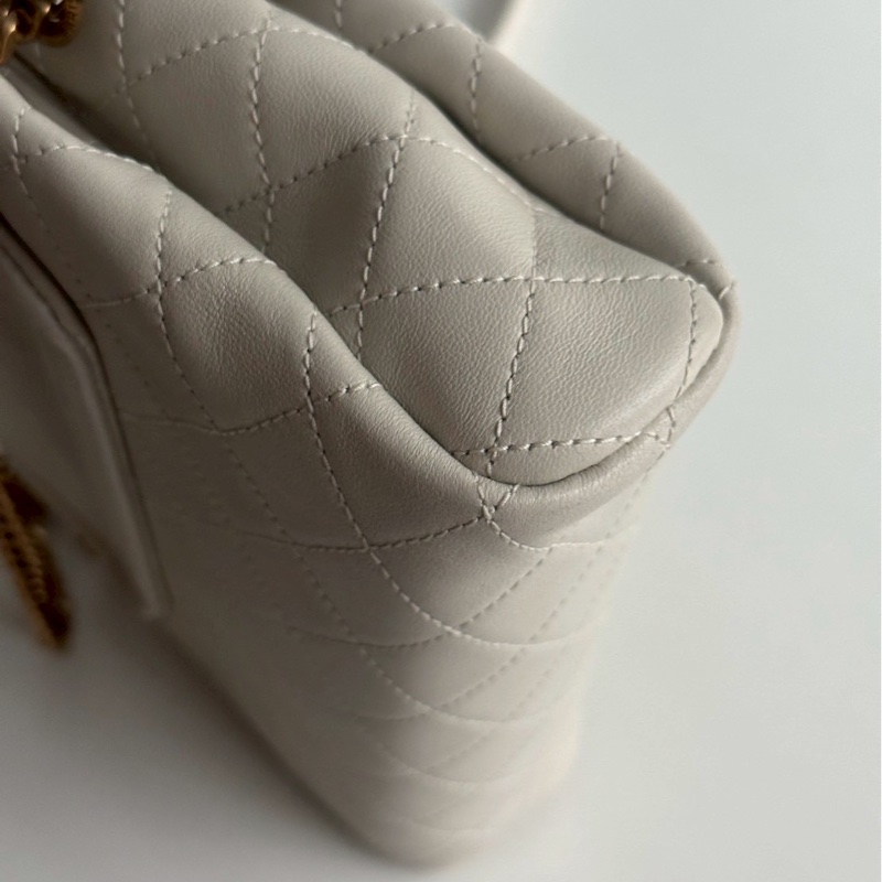 99新🆕 Saint Laurent YSL 聖羅蘭 Nolita Mini 白色金釦 斜背包 肩背包-9