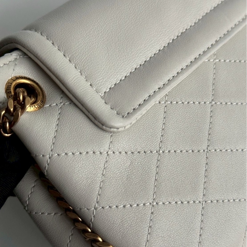99新🆕 Saint Laurent YSL 聖羅蘭 Nolita Mini 白色金釦 斜背包 肩背包-11