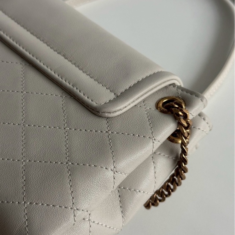 99新🆕 Saint Laurent YSL 聖羅蘭 Nolita Mini 白色金釦 斜背包 肩背包-14