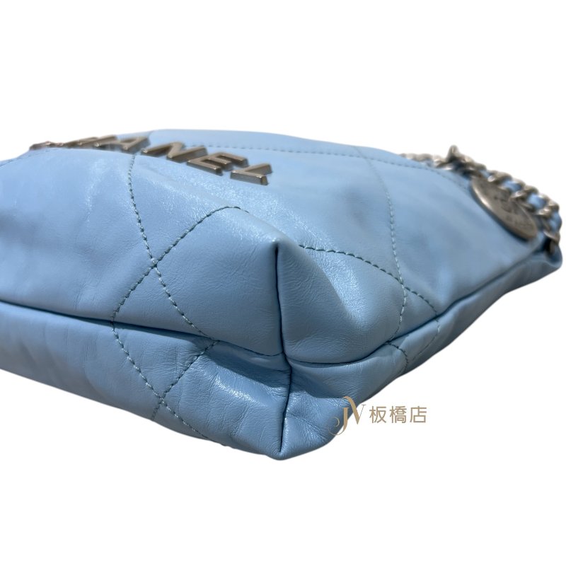 CHANEL包包 天空藍牛皮銀釦皮穿鍊mini 22 bag/AS3980-8