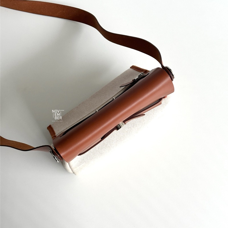 99新🆕 Hermès 愛馬仕 Mini Herbag 金棕銀釦 斜背包-5