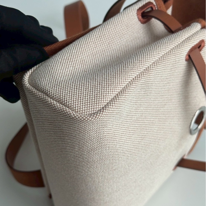 99新🆕 Hermès 愛馬仕 Mini Herbag 金棕銀釦 斜背包-10