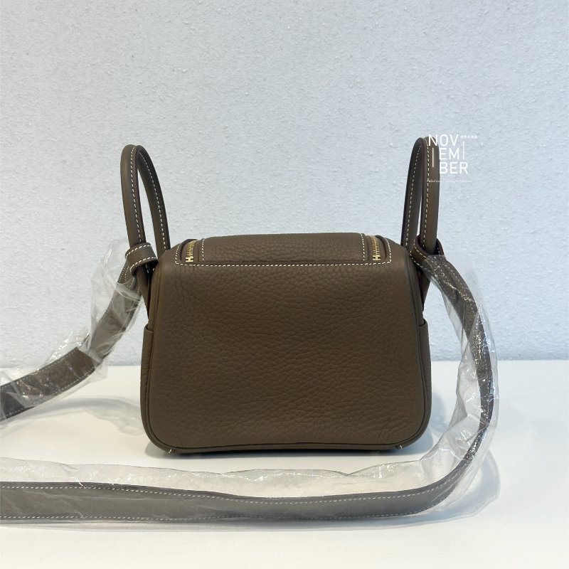 全新全配有購證💖 Hermès 愛馬仕 Mini Lindy 大象灰金釦 二代 斜背包-5