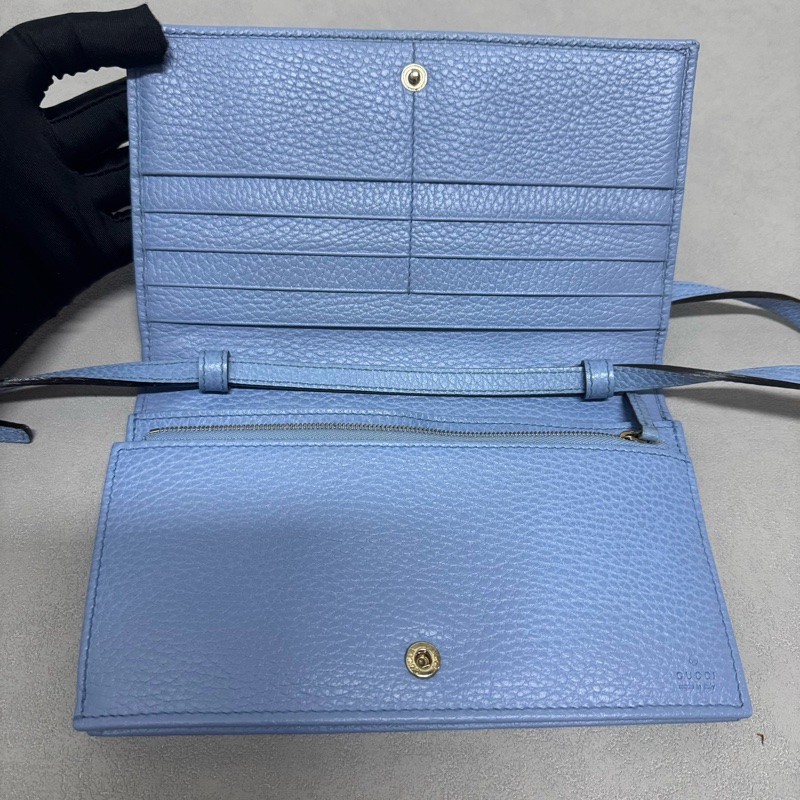 Gucci / 古馳 長銀包 藍色WOC 斜挎包-4