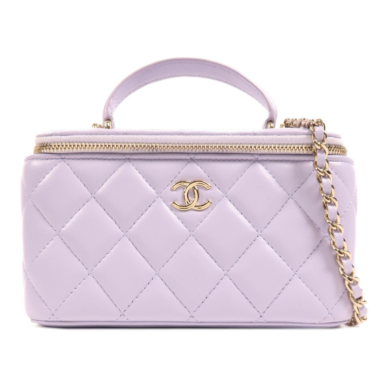 CHANEL 羊皮皮革Vanity Bag金扣手挽肩背兩用袋-0
