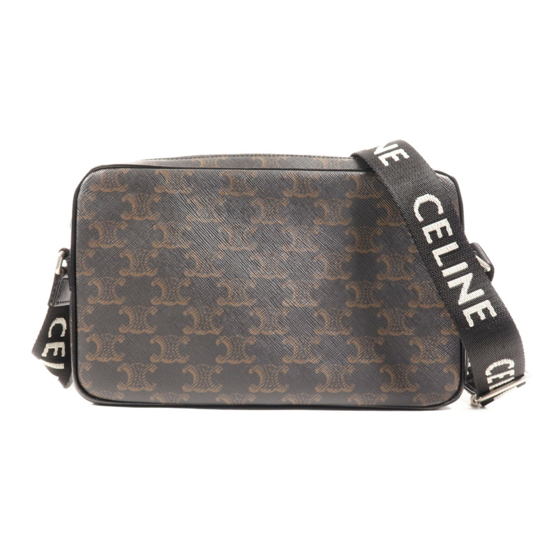 CELINE 塗層帆布Shoulder Bag銀扣肩背袋-0