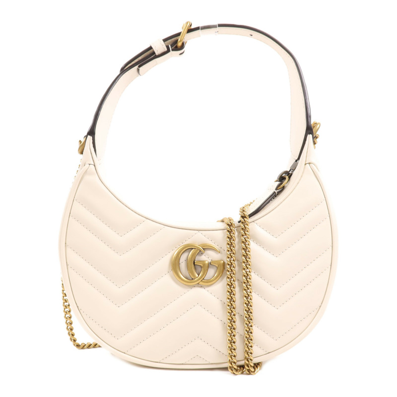 GUCCI 皮革GG Marmont Half Moon金扣手挽肩背兩用袋-0
