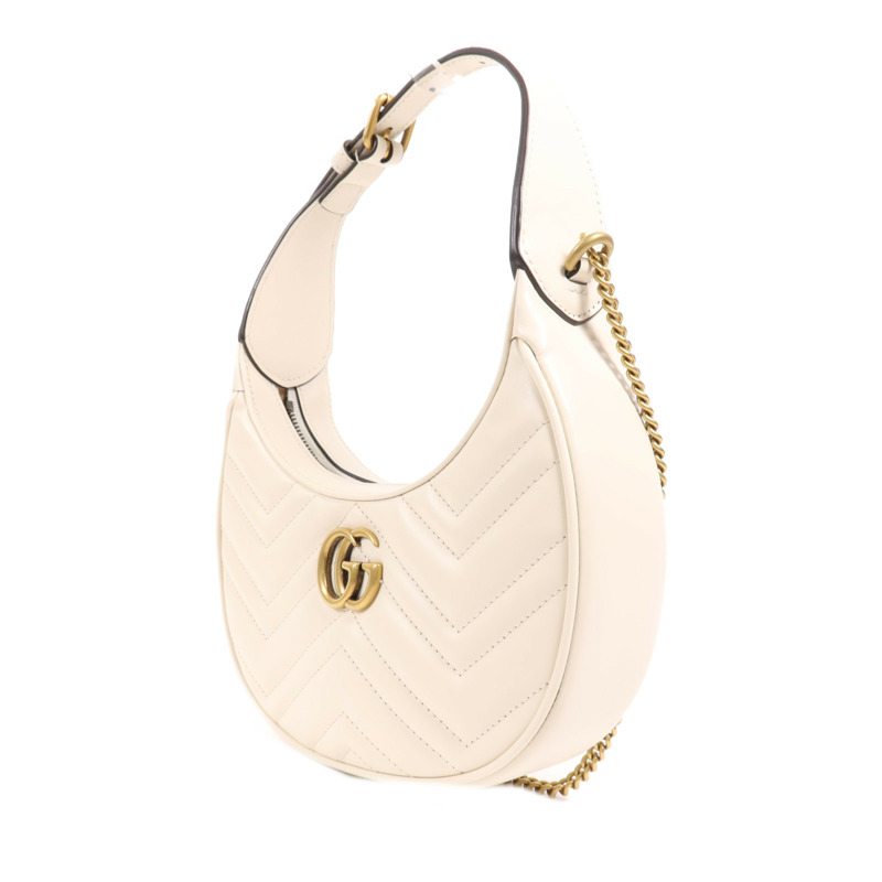 GUCCI 皮革GG Marmont Half Moon金扣手挽肩背兩用袋-2