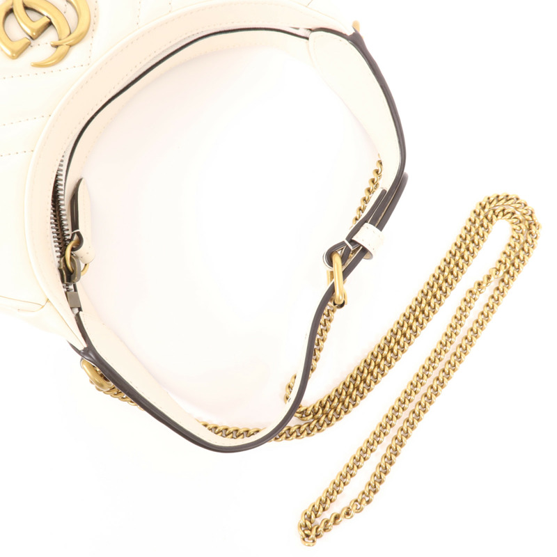GUCCI 皮革GG Marmont Half Moon金扣手挽肩背兩用袋-7