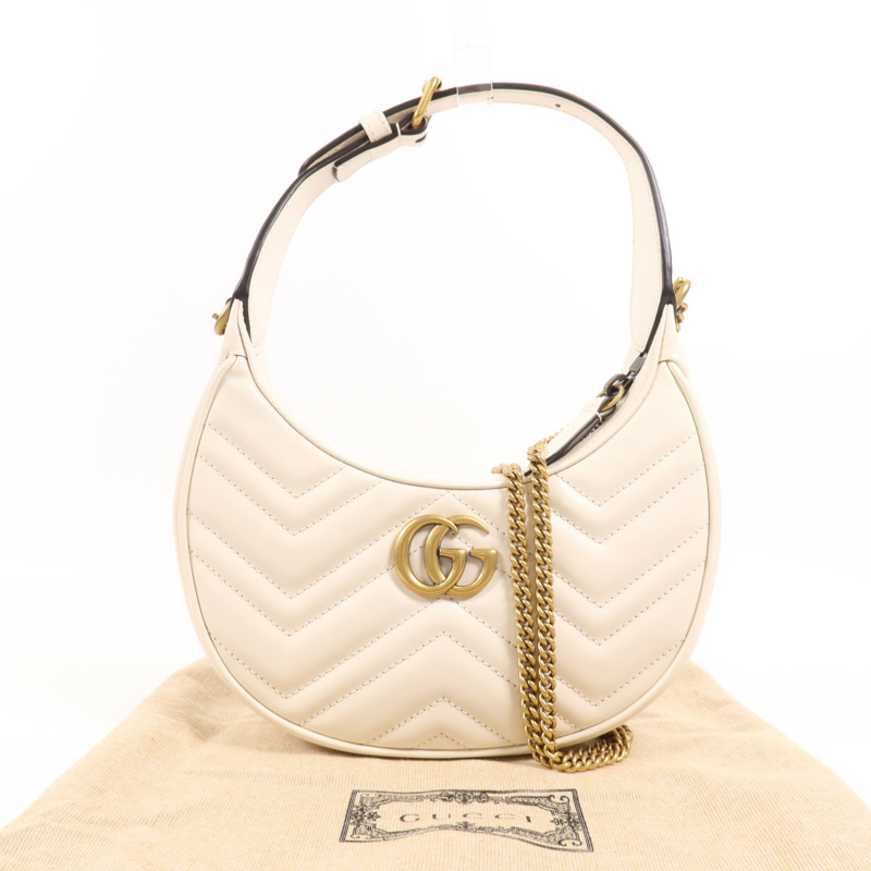GUCCI 皮革GG Marmont Half Moon金扣手挽肩背兩用袋-8