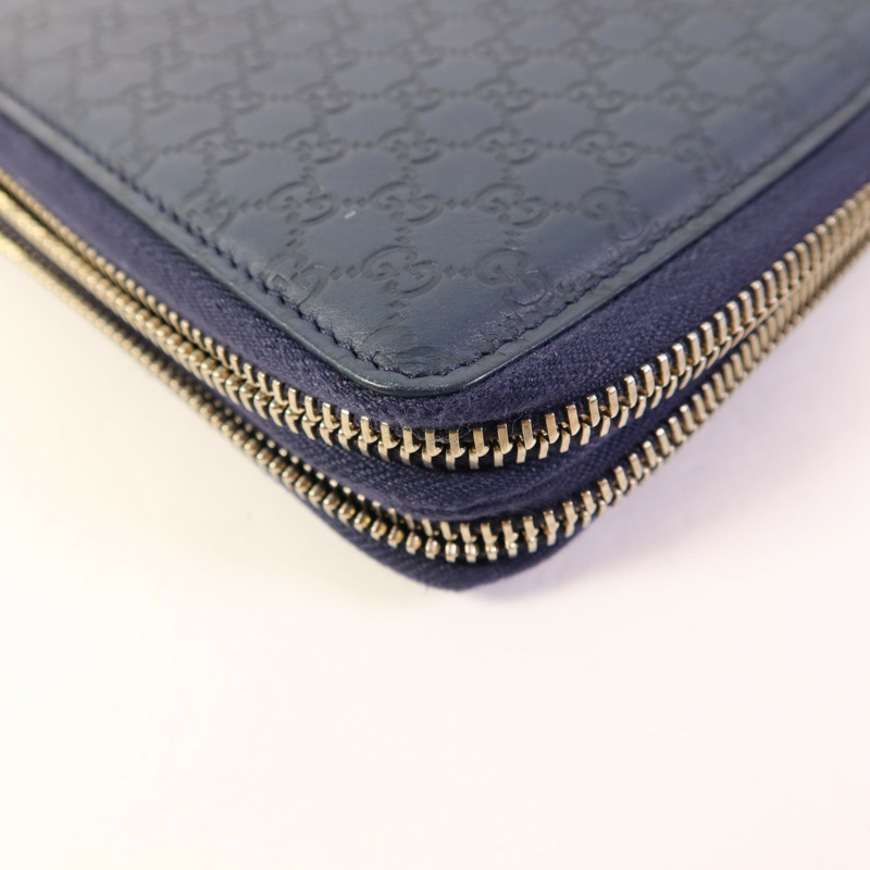 GUCCI 牛皮皮革Guccissima Travel Document Wallet銀扣長錢包-11