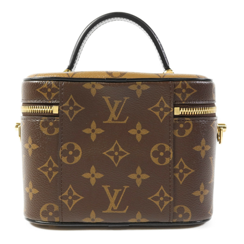 LOUIS VUITTON Monogram Reverse Vanity PM金扣手挽肩背兩用袋棕色-1