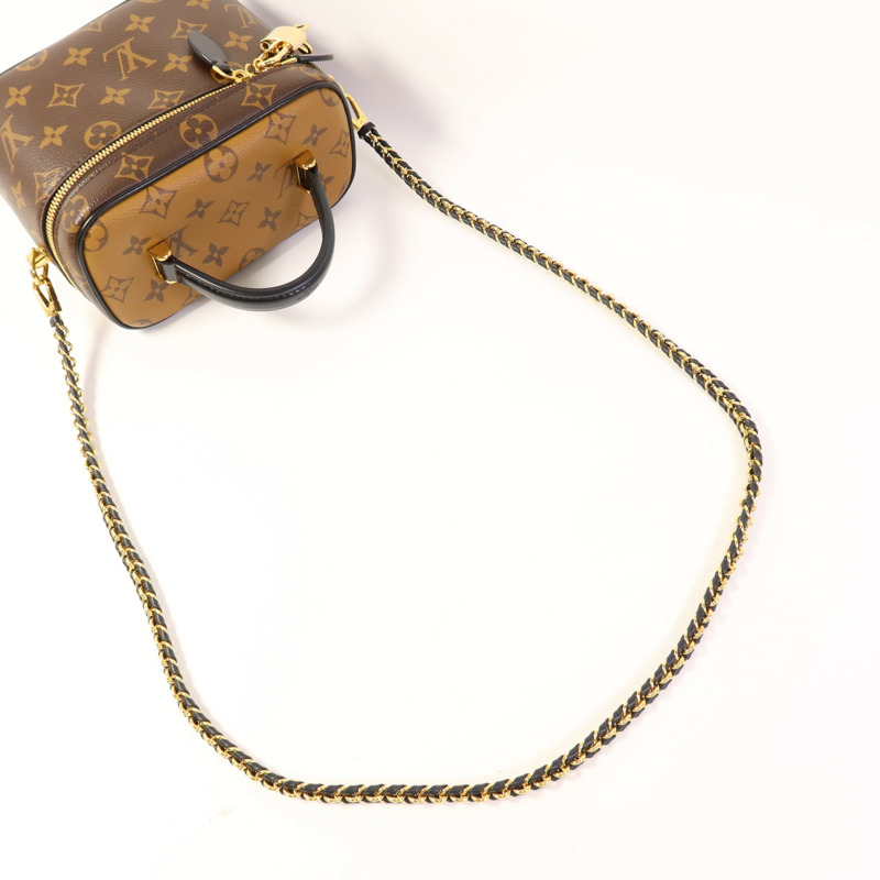 LOUIS VUITTON Monogram Reverse Vanity PM金扣手挽肩背兩用袋棕色-6