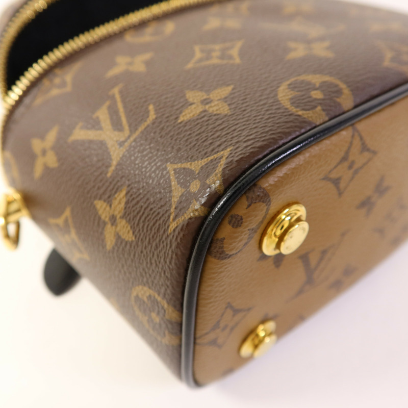 LOUIS VUITTON Monogram Reverse Vanity PM金扣手挽肩背兩用袋棕色-12