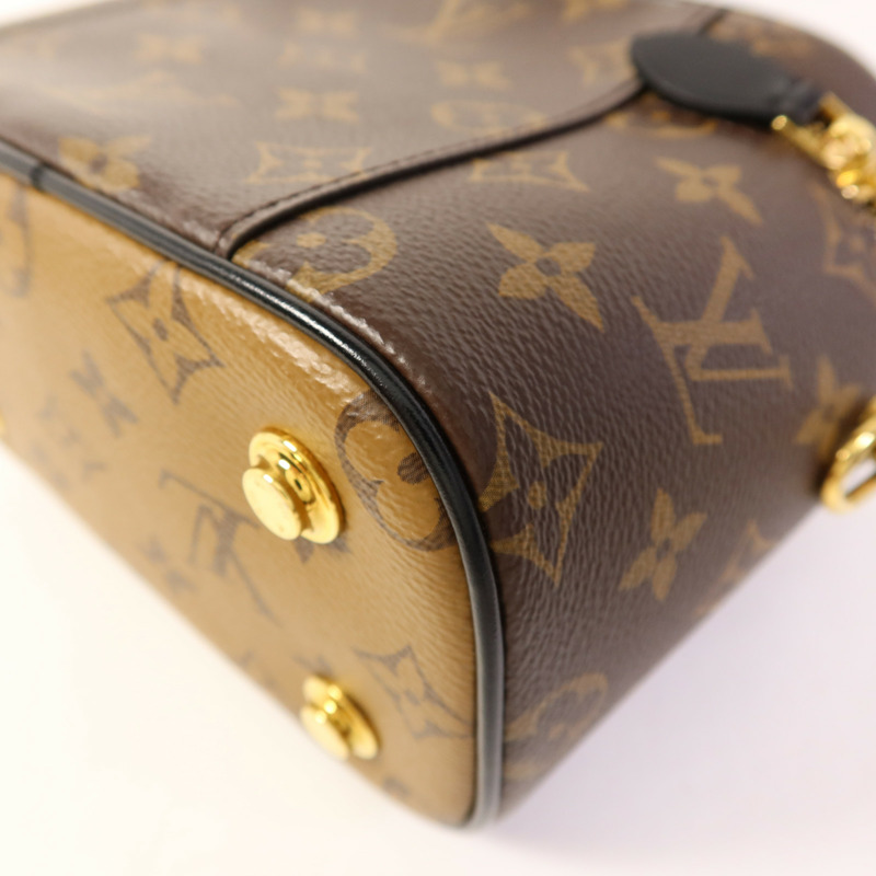 LOUIS VUITTON Monogram Reverse Vanity PM金扣手挽肩背兩用袋棕色-13