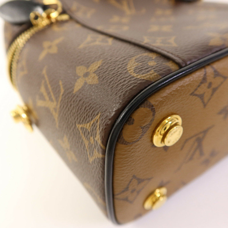LOUIS VUITTON Monogram Reverse Vanity PM金扣手挽肩背兩用袋棕色-14