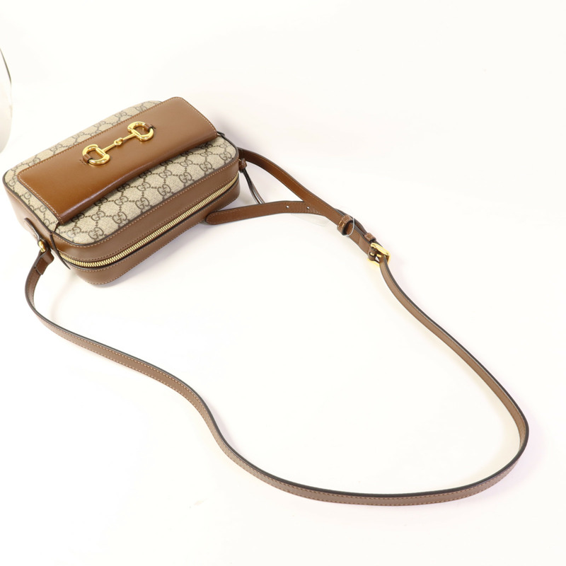 GUCCI 塗層帆布Horsebit 1955 Small Shoulder Bag金扣肩背袋-7