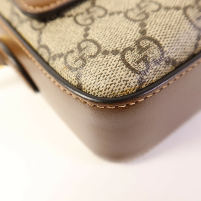 GUCCI 塗層帆布Horsebit 1955 Small Shoulder Bag金扣肩背袋-11