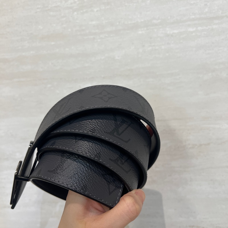 LV 黑灰原花拼黑牛皮Line雙面用皮帶M0373T-3