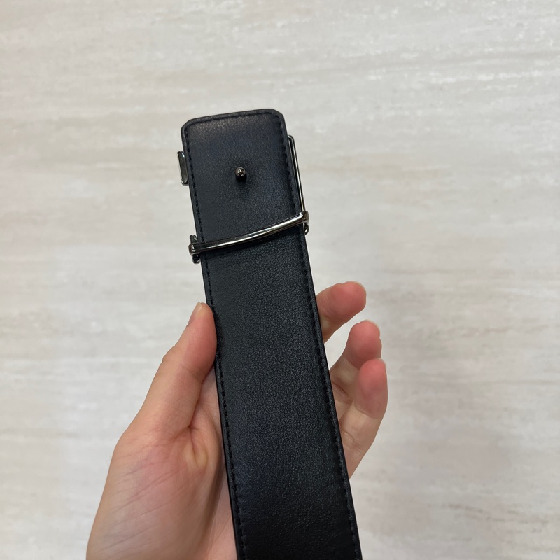LV 黑灰原花拼黑牛皮Line雙面用皮帶M0373T-7