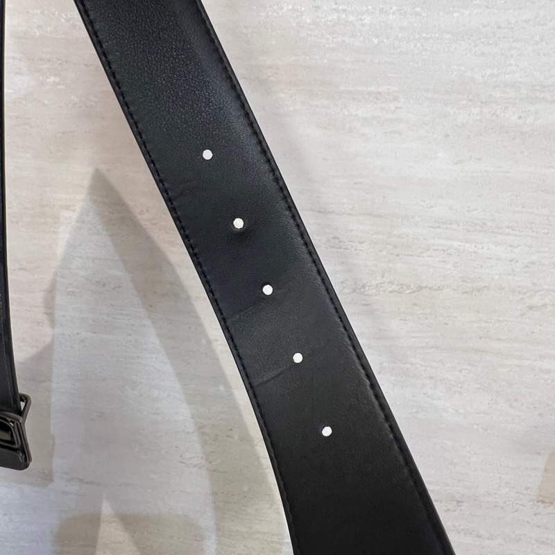 LV 黑灰原花拼黑牛皮Line雙面用皮帶M0373T-9