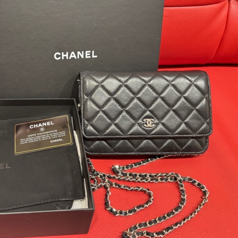 Chanel woc 羊皮皮黑銀款-5