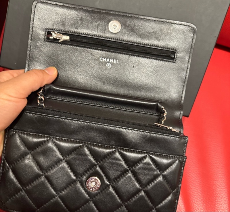 Chanel woc 羊皮皮黑銀款-10