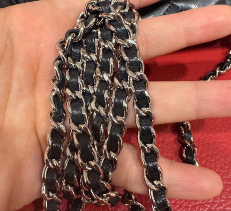 Chanel woc 羊皮皮黑銀款-12