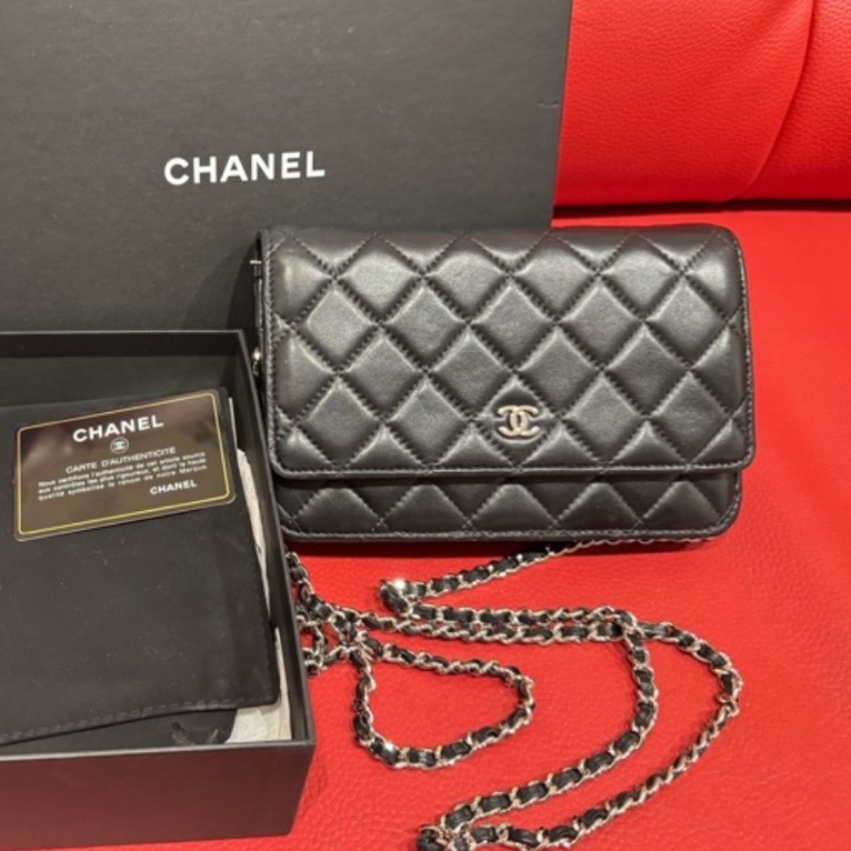 Chanel woc 羊皮皮黑銀款-5