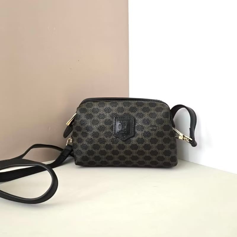 【LA LUNE】稀有中古包 Celine黑色老花雲朵包 單肩包 側背包 斜背包 古董-5