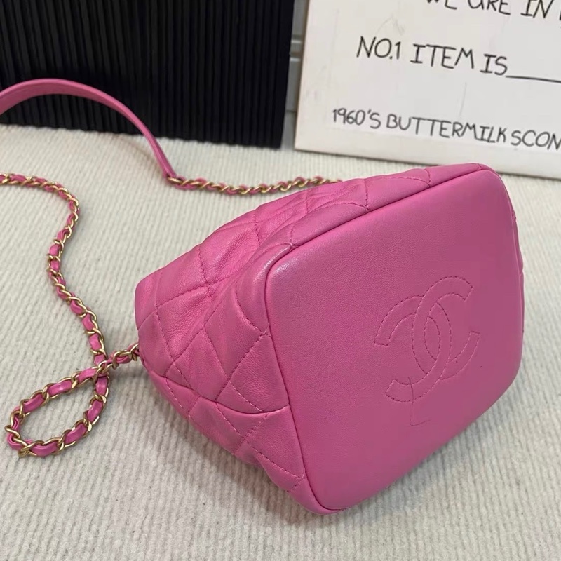 香奈兒/Chanel  粉色19bag hobo 飯盒包，小羊皮與金色金屬 15.0 × 15-6