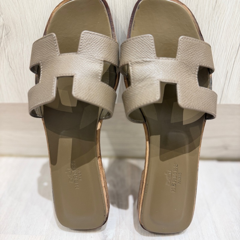 Hermes Oran sandal大象灰平底拖鞋 36 半 (二手)-8