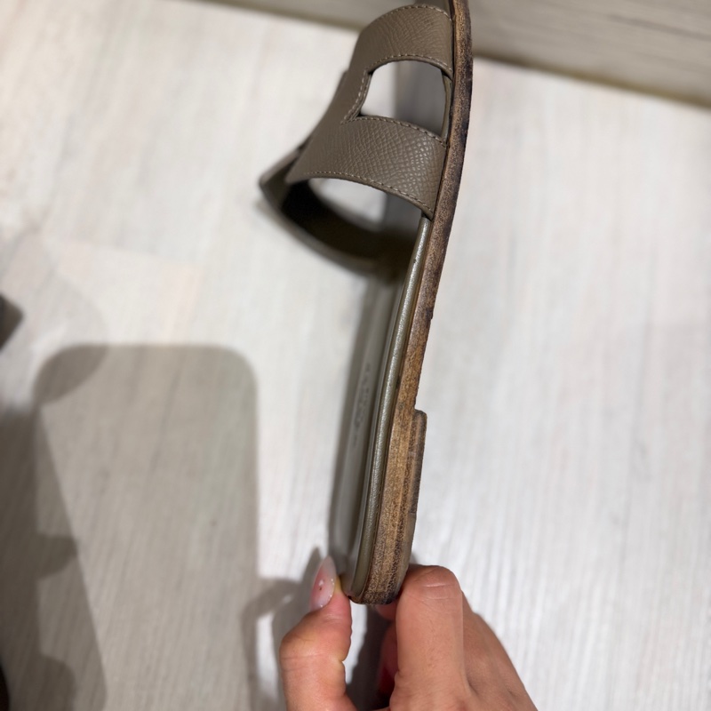 Hermes Oran sandal大象灰平底拖鞋 36 半 (二手)-13