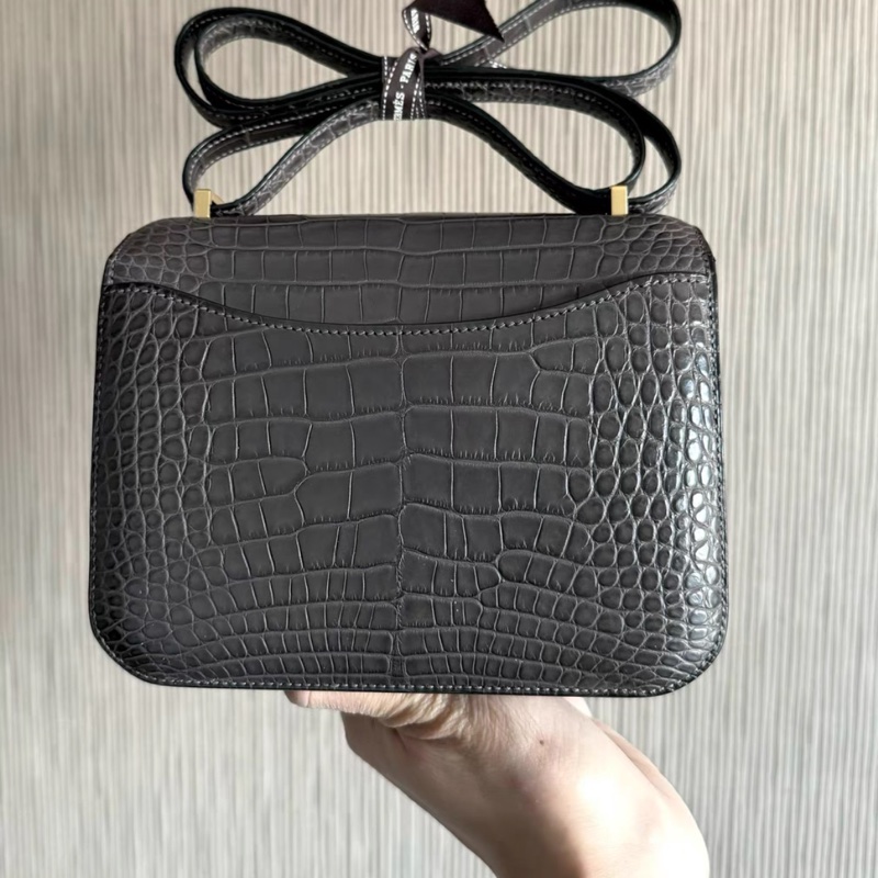 hermes Mini Constance 全套有單 未使用品 88Graphite 石墨灰霧面鰐魚康康19-4
