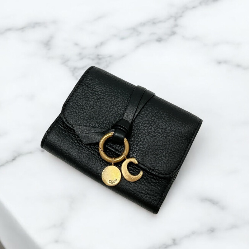 莉亞精品♡Chloe 三折短夾 黑色 二手美品-0
