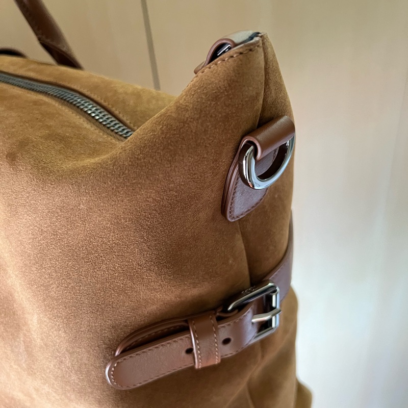 TODS 麂皮質感牛皮拼接手提/斜背兩用托特包-3